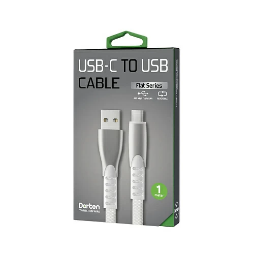 Кабель Dorten USB-C / USB Flat Series, 1м, белый