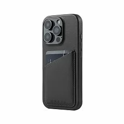 Чехол Mujjo Leather Wallet Case для iPhone 16 Pro, MagSafe, черный