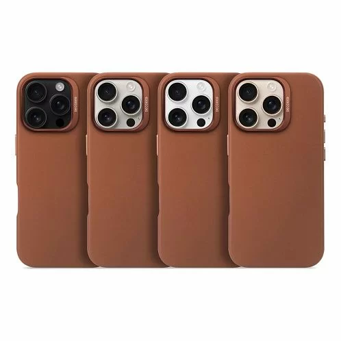 Чехол Decoded Leather Back Cover для iPhone 16 Pro Max, коричневый