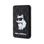 Чехол-бумажник Lagerfeld Wallet MagSafe Cardslot Stand Saffiano Monogram NFT Choupette, черный